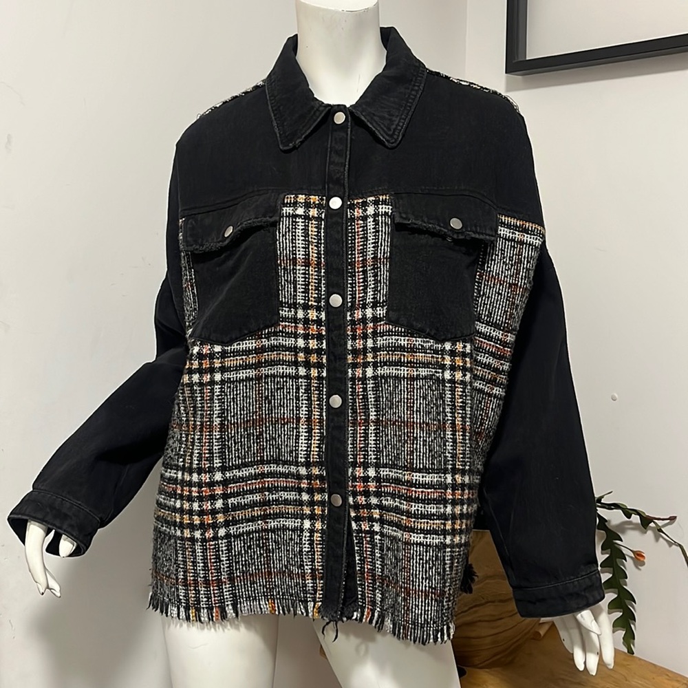 Zara Denim and tweed Shirt Large